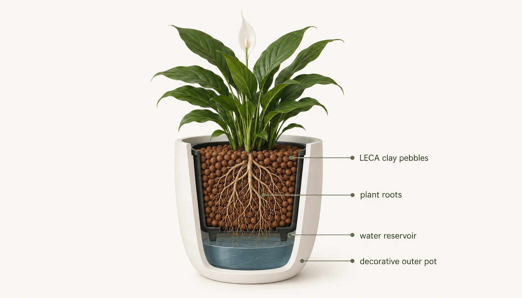 LECA hydroponic watering system diagram